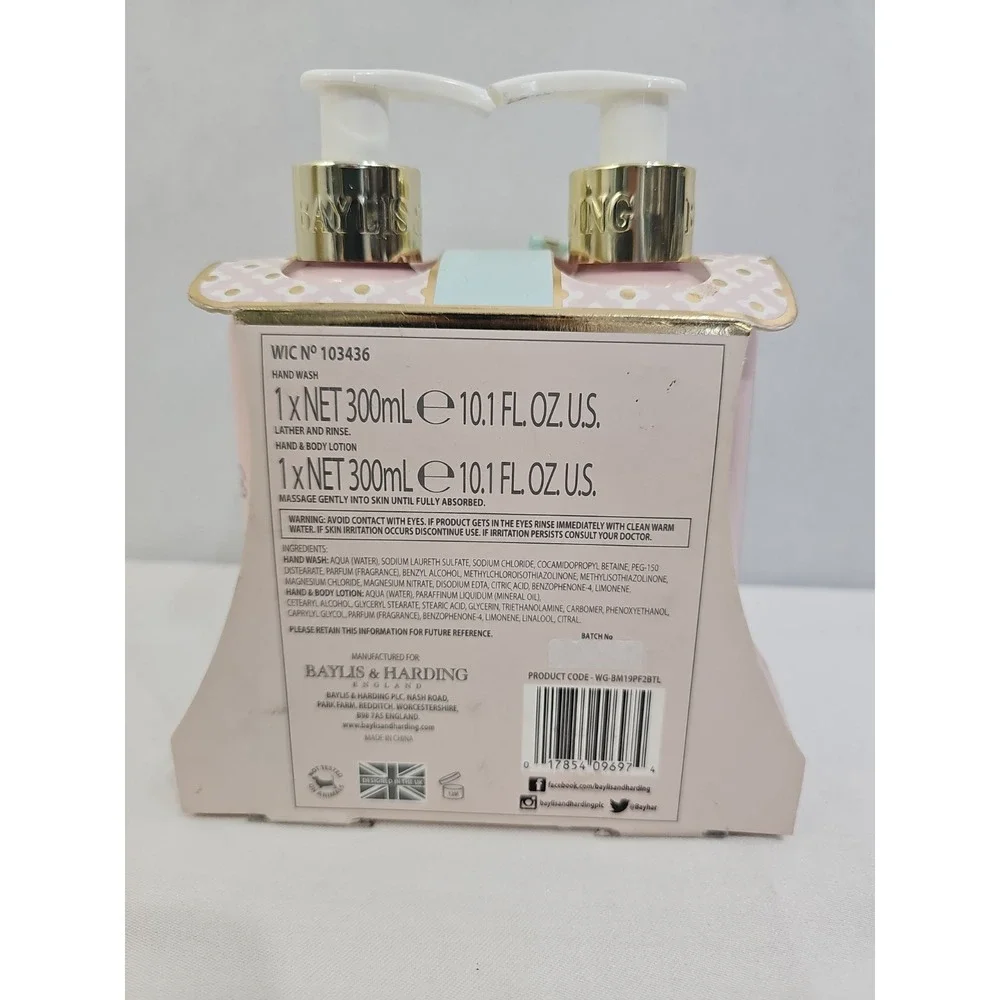 Baylis & Harding Pink Fizz - Elderflower Scent -  Hand Wash & Body Lotion Set